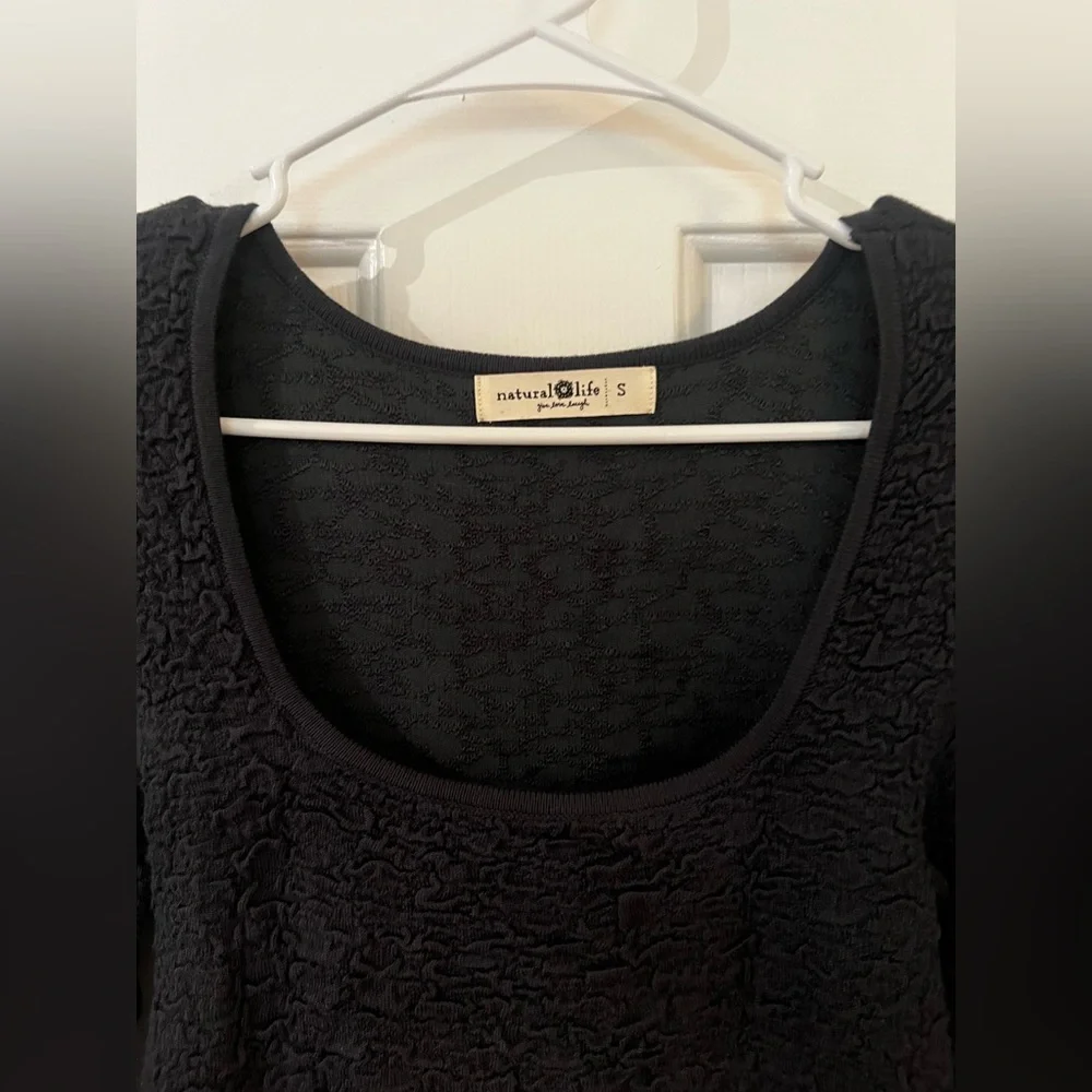 Natural Life Danielle Square Neck Textured Long Sleeve Top in Navy - Picture 4 of 6